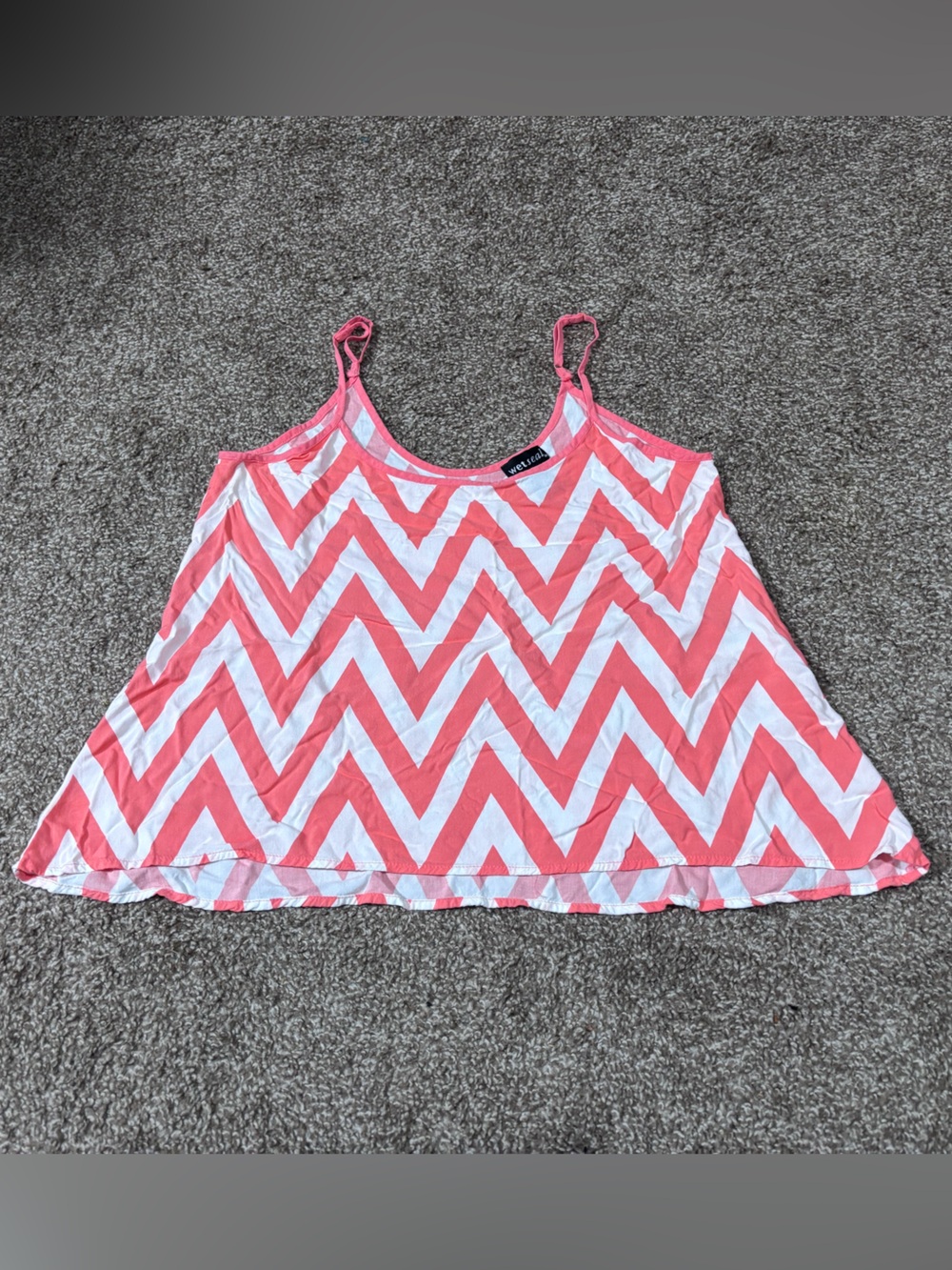 Wet Seal Coral and White Striped Tank Top